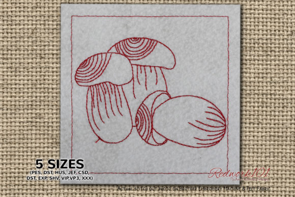 Porcini Mushroom Redwork