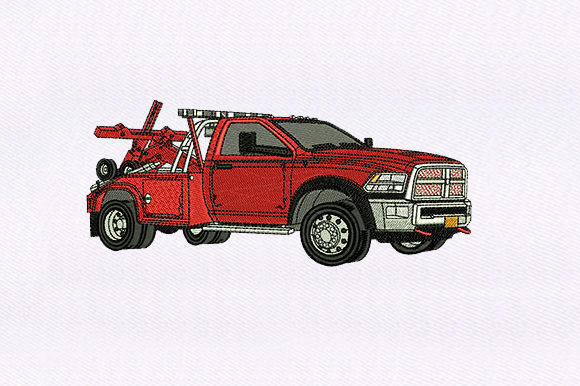 Red Pickup Truck Embroidery Design