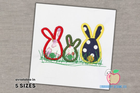 Three Small Easter Bunny Applique for Seasonal Embroidery